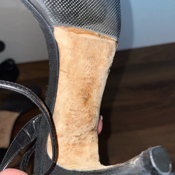Alberta Ferretti Black Strappy Heels Size 8 - Picture 9 of 10